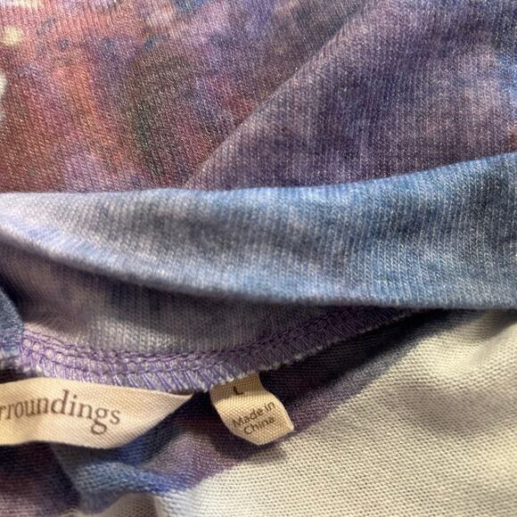 Soft Surroundings Muted Floral Purple Watercolor Knit Top Size Large V-Neck Boho - Picture 2 of 6